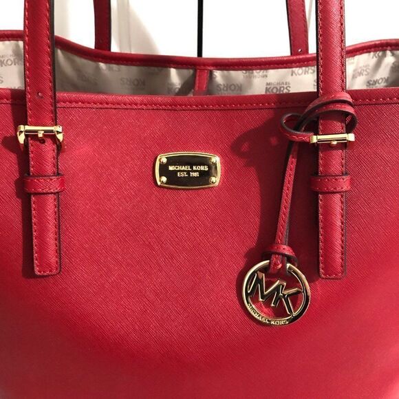 ‎Michael Kors Jet Set Medium Tote Bag Red - Picture 4 of 16